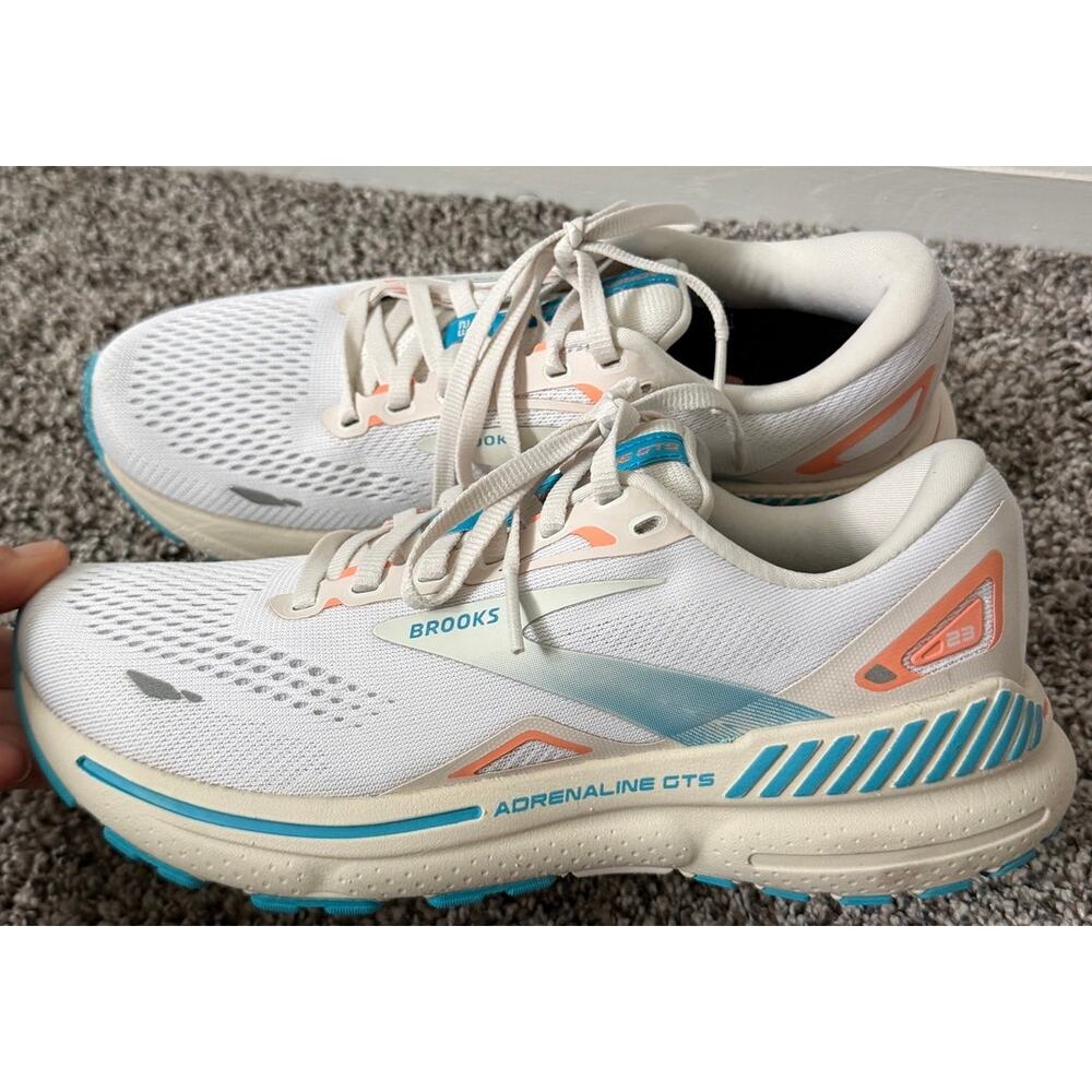 Brooks Adrenaline GTS Women's White with Teal and Coral Running Shoes